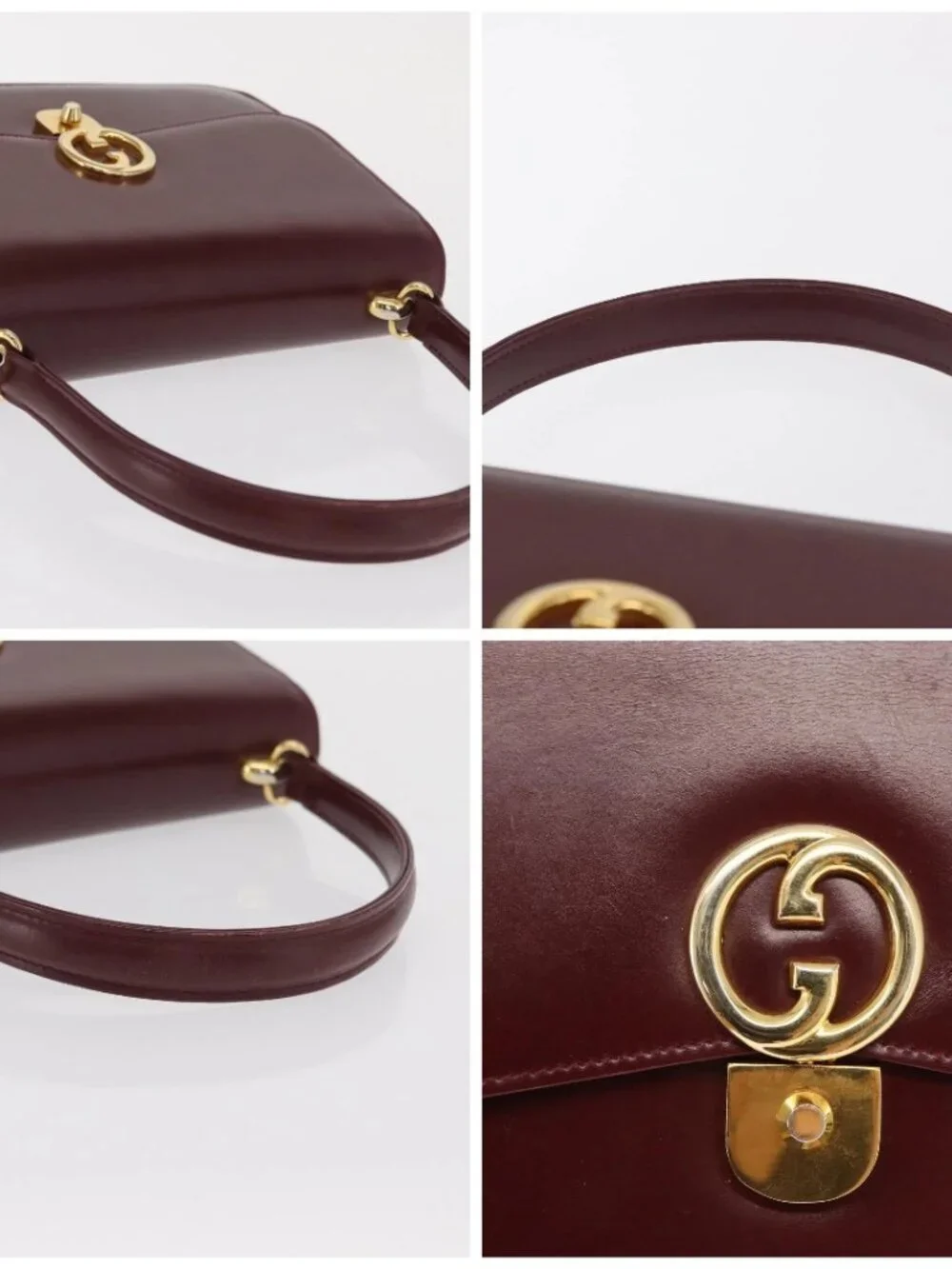 GUCCI Hand Bag Leather Bordeaux Gold Auth ep13170 - Picture 15 of 16